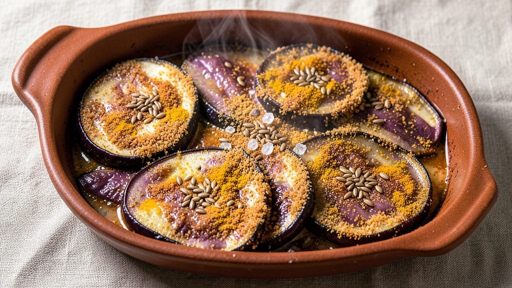 Brinjal Bake Recipe: Crispy Cornmeal Crust With Spiced Eggplant Magic